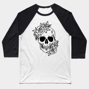 Skull with Roses Baseball T-Shirt